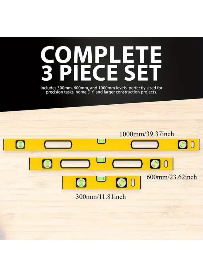 3pcs High Precision Magnetic Spirit Level Set 300mm 600mm 1000mm Thickened Aluminum Alloy - Image 2